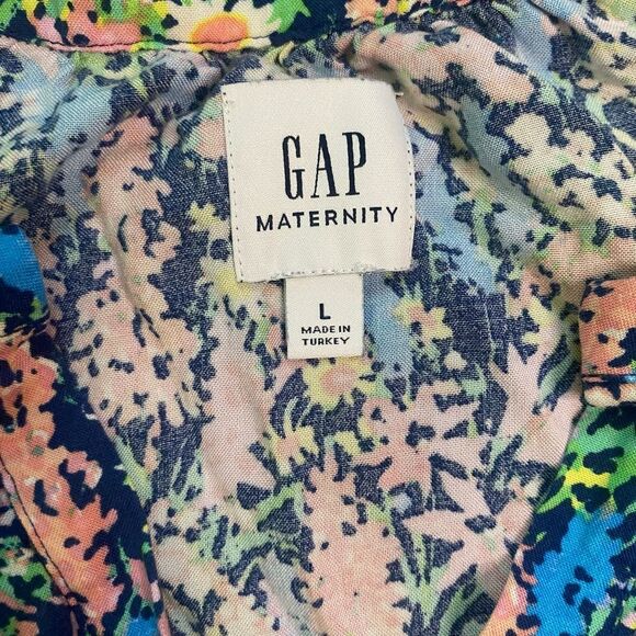 GAP Multicolor Floral Tiered Balloon Sleeve Midi Maternity Dress - Picture 10 of 12